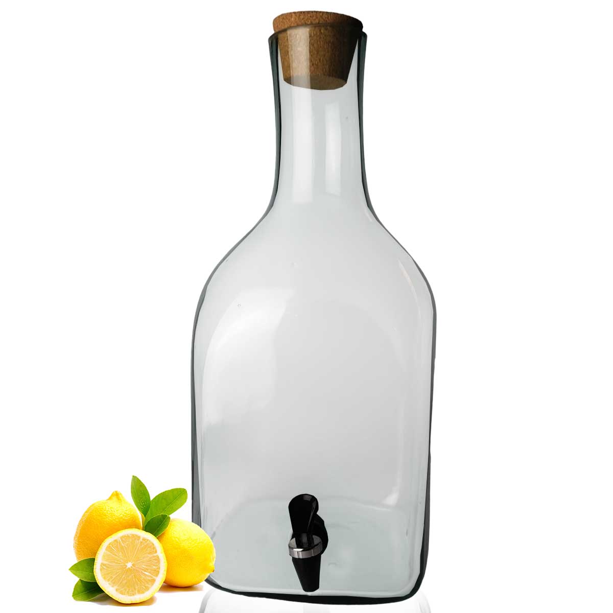 Garrafão artesanal para líquidos com torneira preta Aswan - Vidro&Decor